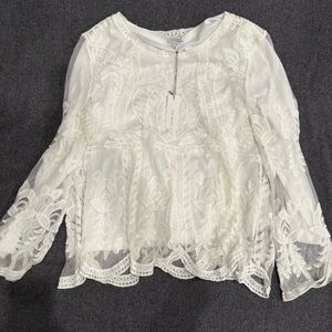 The White Embroidered Women's Blouse Size XL